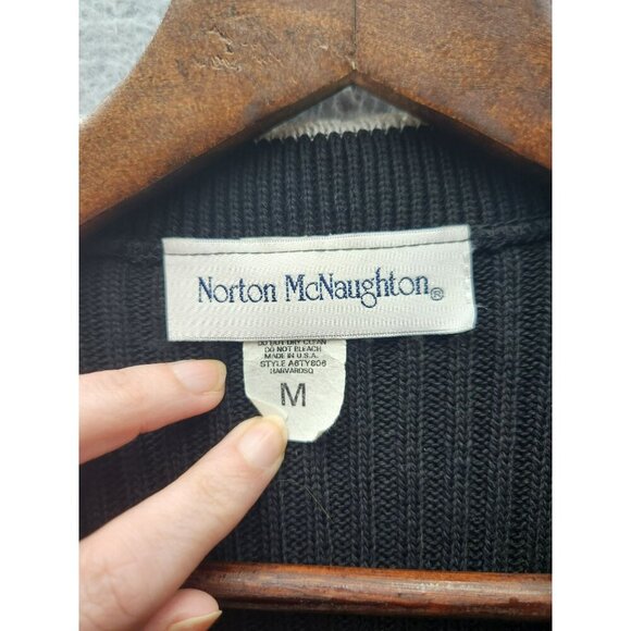 Vintage Norton McNaughton Black & Blue Argyle Knit Button-Up Sweater Vest - Size - Picture 2 of 4